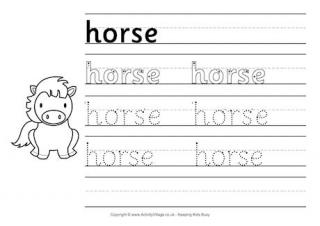Horse Handwriting Worksheet