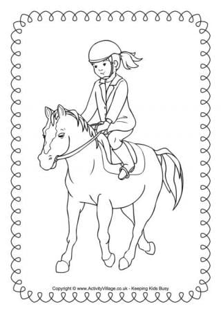 Horse Riding Colouring Page 2