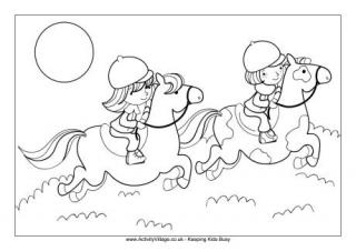 Horse Riding Colouring Page