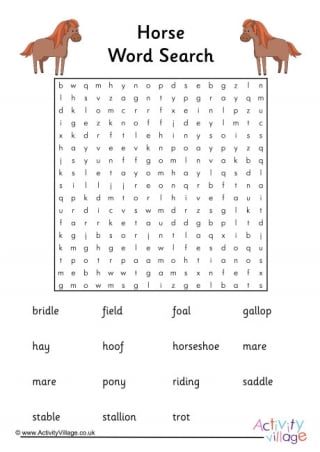 Horse Word Search