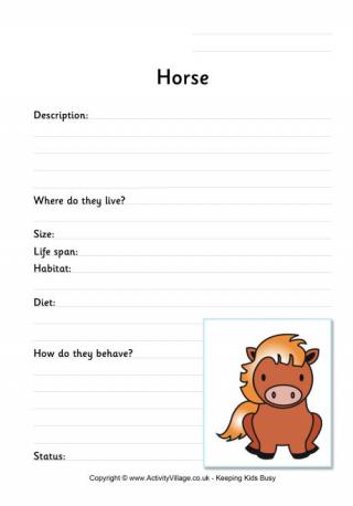 Horse worksheet
