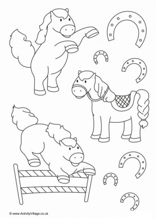 Horses Colouring Page