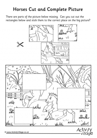 Horses Cut And Complete The Picture