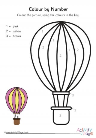 Hot Air Balloon Colour By Number