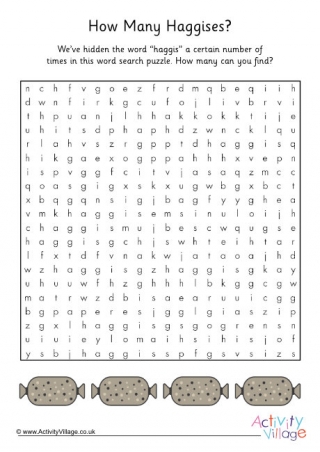 How Many Haggises Word Search