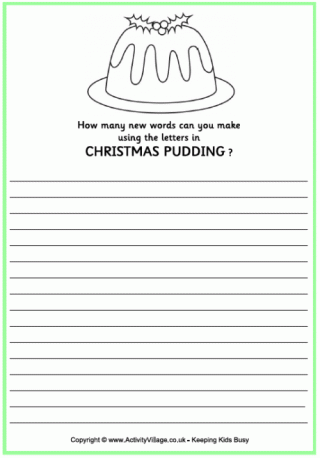 How Many New Words Christmas Pudding Puzzle