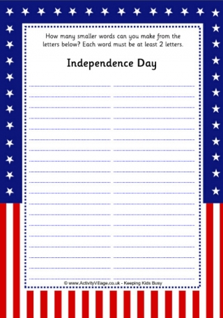 How Many Smaller Words - Independence Day