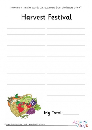 many words harvest festival puzzles puzzle