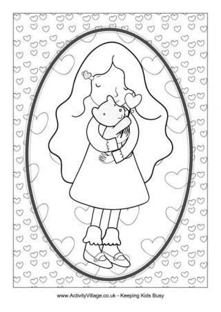 Hug Colouring Page