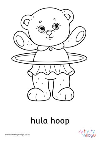 Hula Hoop Teddy Bear Colouring Page