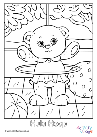 Hula Hoop Teddy Bear Colouring Page 2
