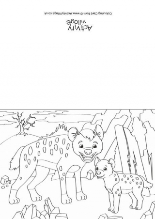 Hyenas Scene Colouring Card