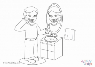 I Brush My Teeth Colouring Page