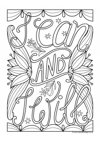 I Can And I Will Colouring Page
