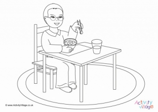 I Eat Breakfast Colouring Page