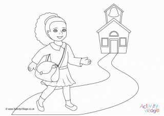 I Go To School Colouring Page 