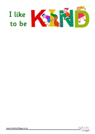 I Like To Be Kind Writing Paper