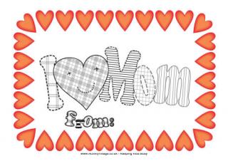 I Love Mom Colouring Page