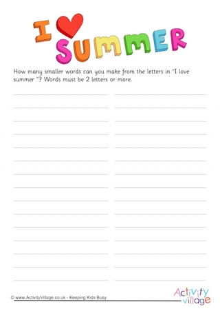 Summer How Many Words Puzzles
