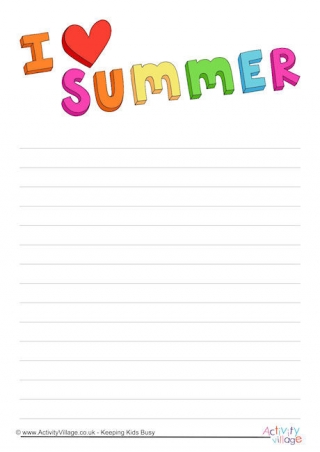 I Love Summer Writing Paper