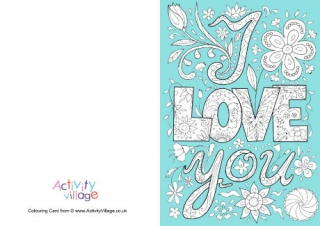 I Love You Colour Pop Doodle Colouring Card