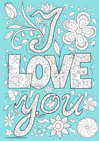 I Love You Colour Pop Doodle Colouring Page