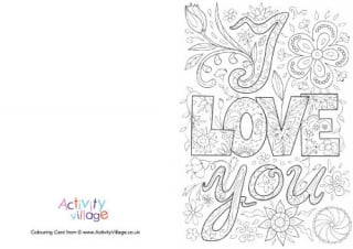 I Love You Doodle Colouring Card