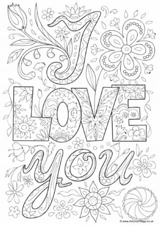I Love You Doodle Colouring Page