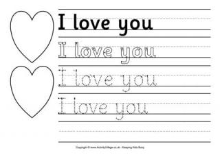I Love You Handwriting Worksheet