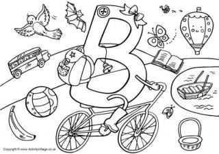 I Spy Alphabet Colouring Page B