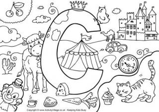 I Spy Alphabet Colouring Page C