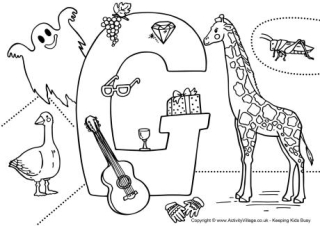 I Spy Alphabet Colouring Page G
