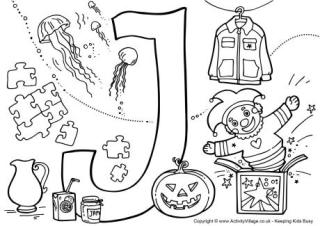 I Spy Alphabet Colouring Page J