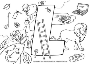 I Spy Alphabet Colouring Page L