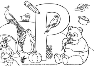 I Spy Alphabet Colouring Page P