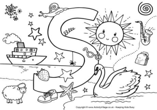 I Spy Alphabet Colouring Page S