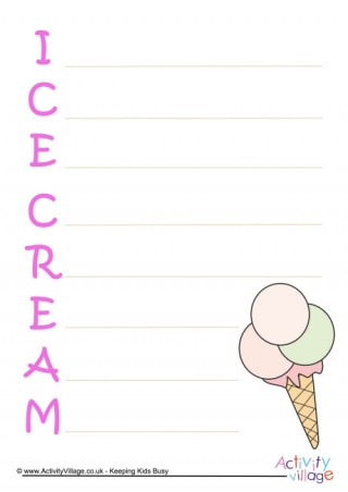 Ice Cream Acrostic Poem Printable