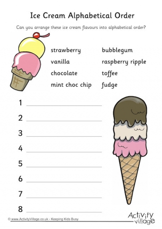 Ice Cream Alphabetical Order