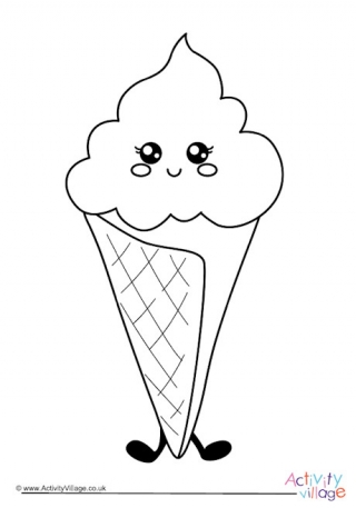 Ice Cream Cone Colouring Page