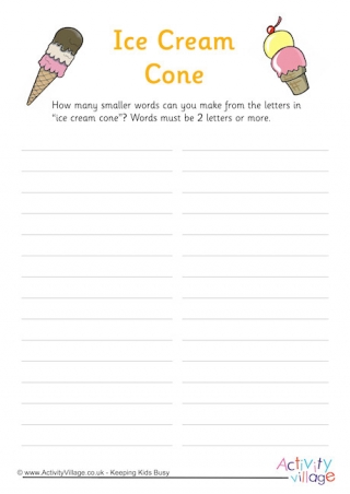 Ice Cream Cone - How Many Words?