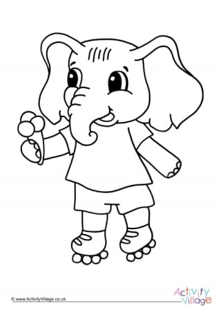 Ice Cream Elephant Colouring Page 1