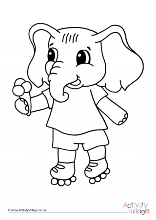 Ice Cream Elephant Colouring Page 1