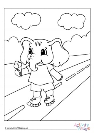 Ice Cream Elephant Colouring Page 2