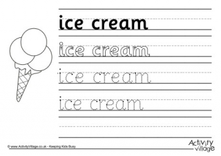 Ice Cream Handwriting Worksheet