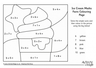 Ice Cream Maths Facts Colouring Page