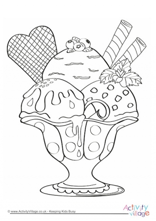 Ice Cream Sundae Colouring Page