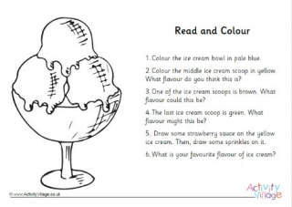 Ice Cream Sundae Read and Colour