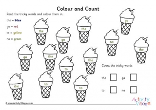 Ice Cream Tricky Words Colour and Count