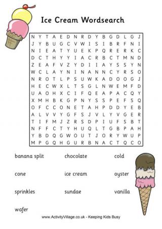 Ice Cream Word Search