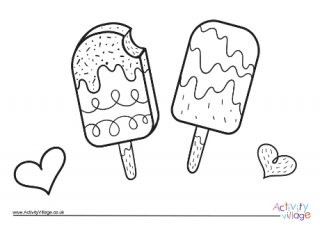 Ice Lollies Colouring Page